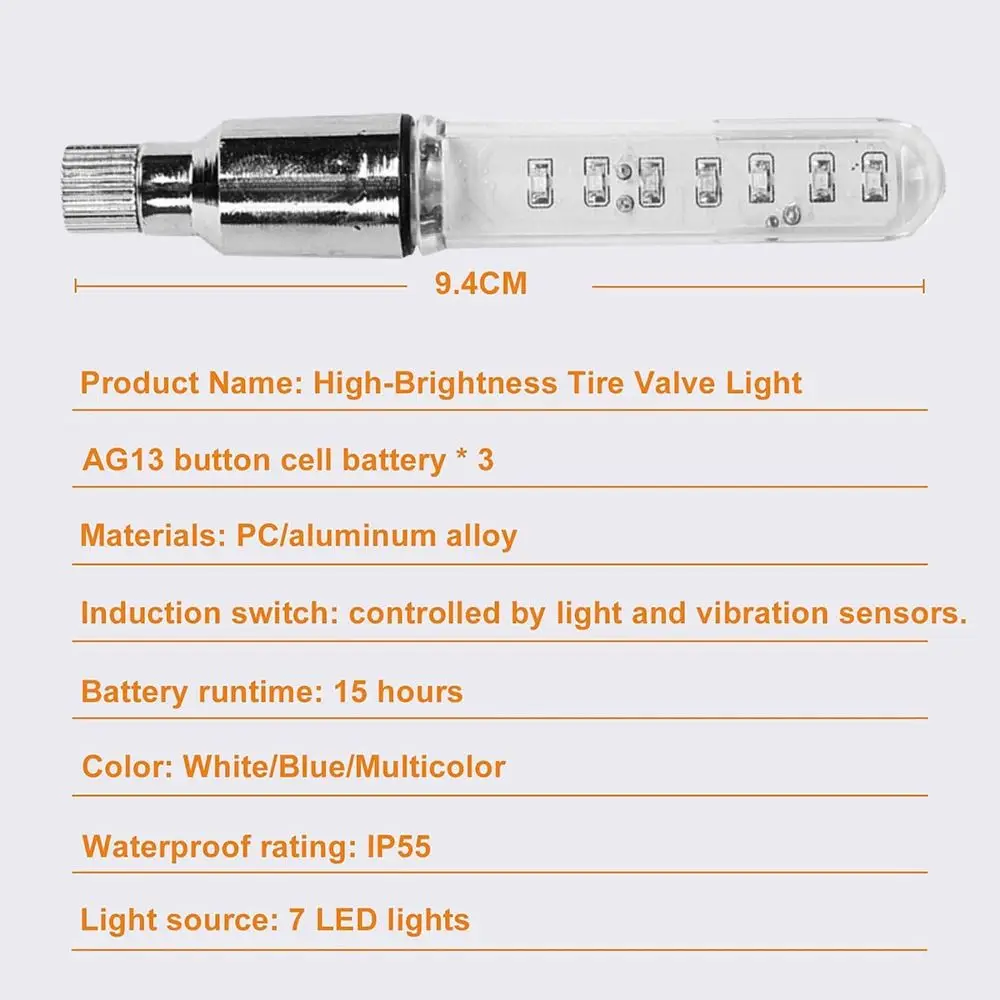 Luz LED para válvula de neumático en bicicleta