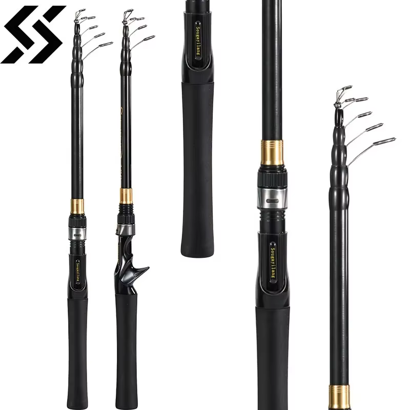 Sougayilang Caña Pesca Telescópica Ultraligera Fibra de Carbono
