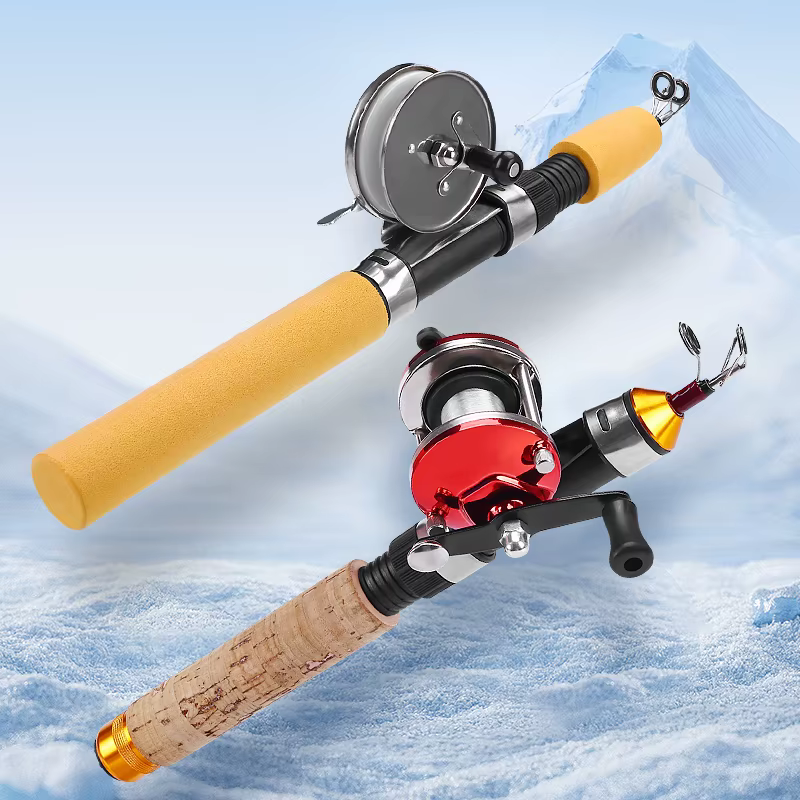 WEIHE Caña de pesca en hielo – Carbono mini con carrete