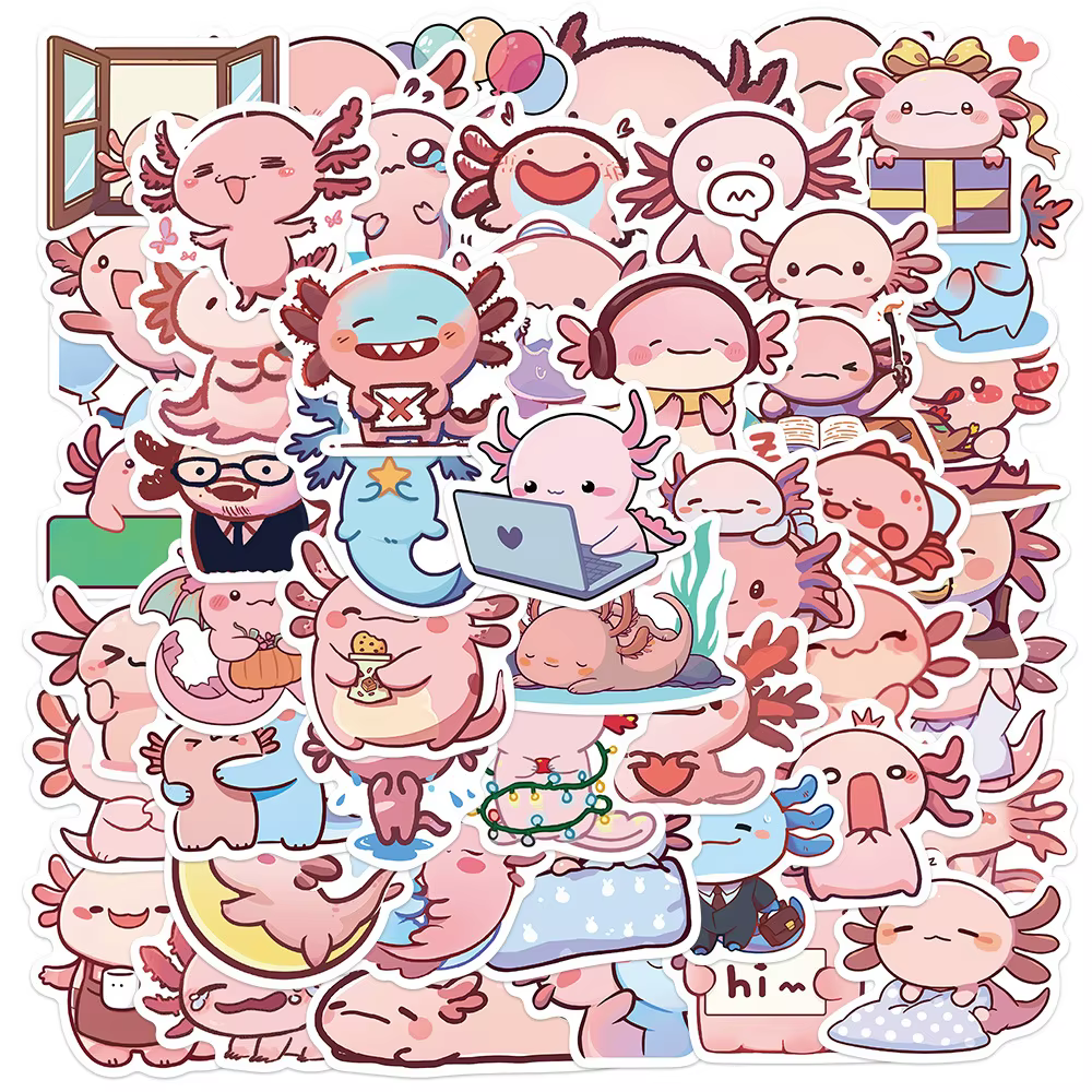 Pegatinas Axolotl impermeables para móvil, guitarra y portátil - imagen 2