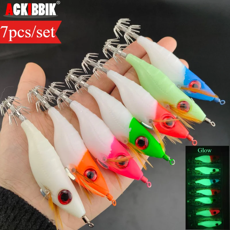 Jig Calamar Ackibbik 10cm – Señuelo Luminoso para Agua Salada - imagen 2