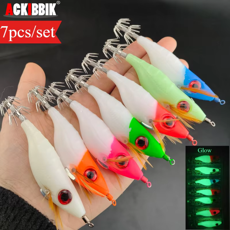 Jig Calamar Ackibbik 10cm – Señuelo Luminoso para Agua Salada - imagen 2