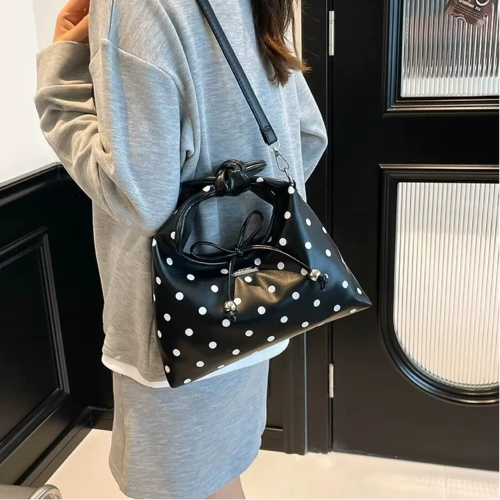 Bolso Bandolera Cuero PU con Lazo y Estampado de Puntos para Mujer - imagen 3