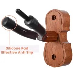 Soporte de violín de pared con base de madera y gancho para arco