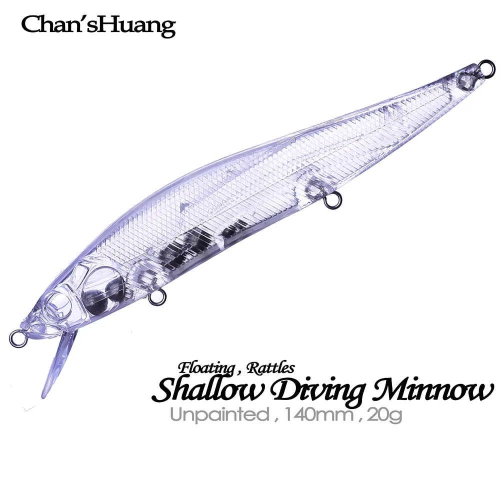 Señuelo trucha Chan'sHuang – Handmade shallow diver sin pintar - imagen 2