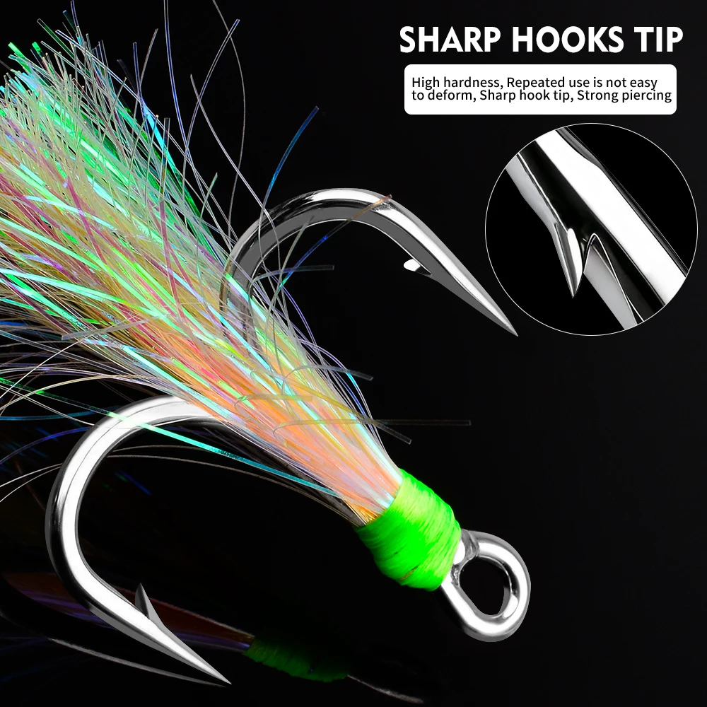 Anzuelos triples con plumas de acero alto carbono PROBEROS – pesca - imagen 3