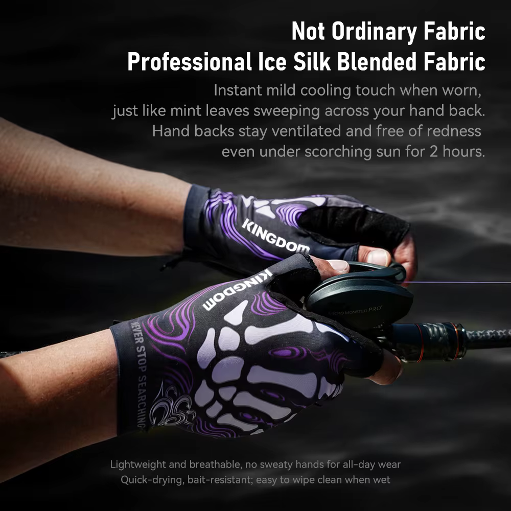 Guantes de pesca KINGDOM – Medio dedo y protección solar - imagen 3