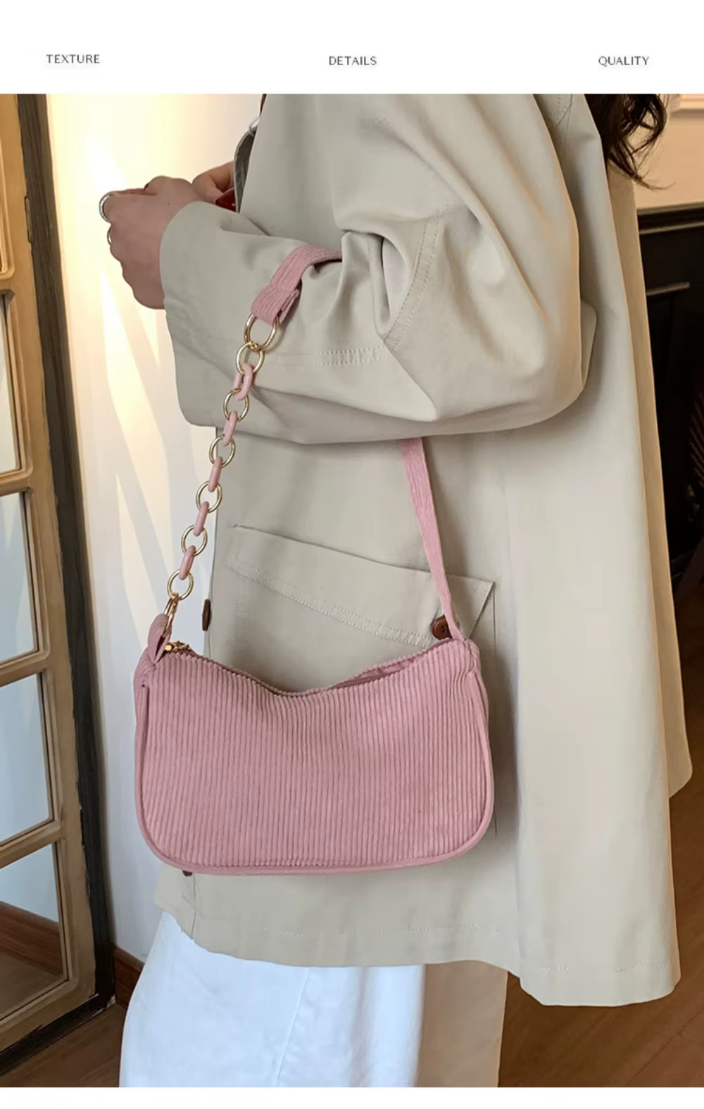 Bolso de pana cerrado con cremallera