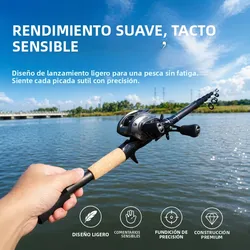 DEUKIO Combo caña telescópica y carrete baitcasting para lubina