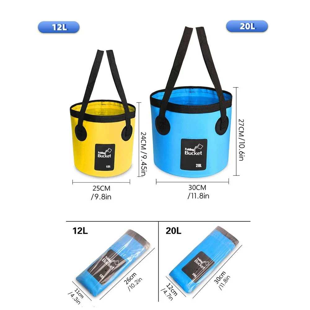 Cubo plegable para almacenar agua con correas, pensado pesca - imagen 3