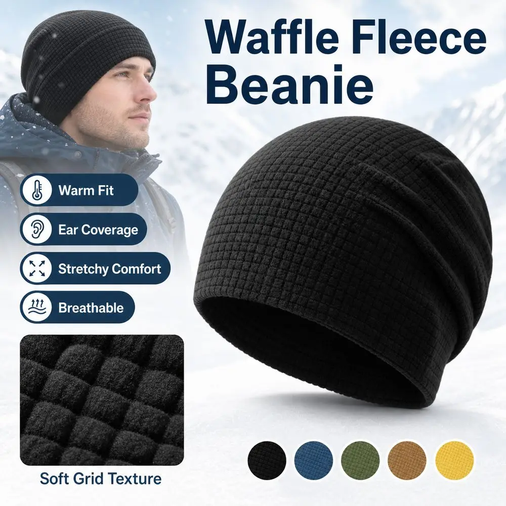 Gorro de Lana Waffle Transpirable y Cortaviento para Frío - imagen 4