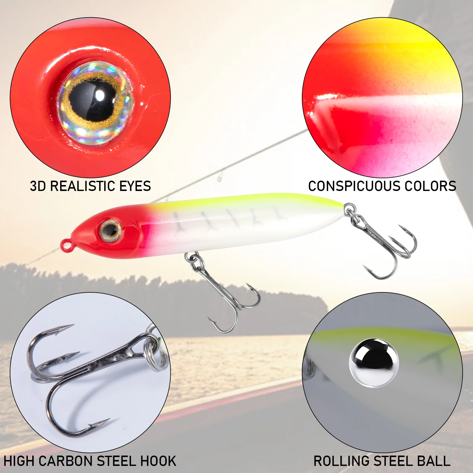 Pack de 5 cebos duros para caminar sobre el perro en colores variados