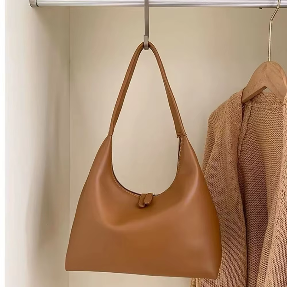 Bolso Hobo de Cuero con Doble Cremallera – Estilo Minimalista - imagen 4