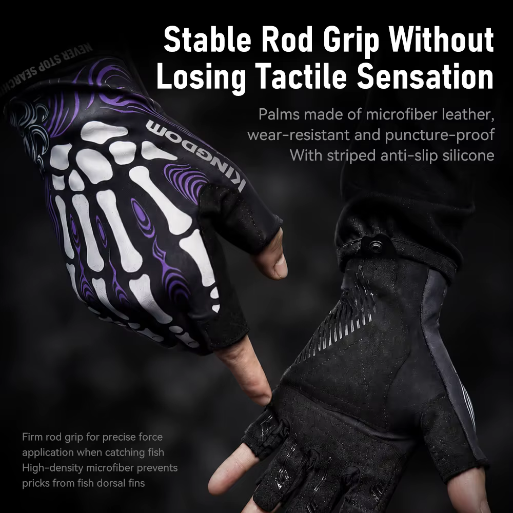 Guantes de pesca KINGDOM – Medio dedo y protección solar - imagen 4