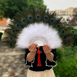 Abanico multicolor grande con plumas de pavo real – Bodas y eventos