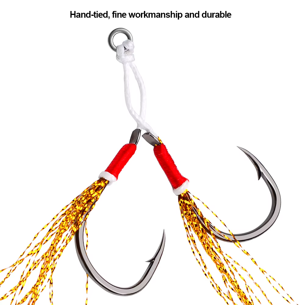 Proberos Jigs de jigging lento: anzuelos dobles con púas y plumas - imagen 4