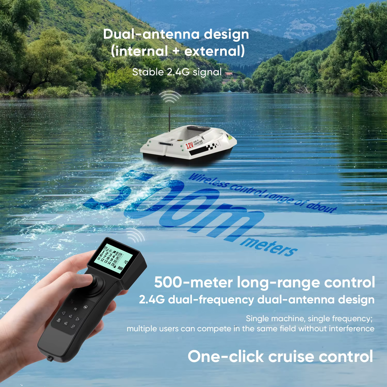 Barco cebador GPS Lokeevan D50B – Retorno automático 500m - imagen 5