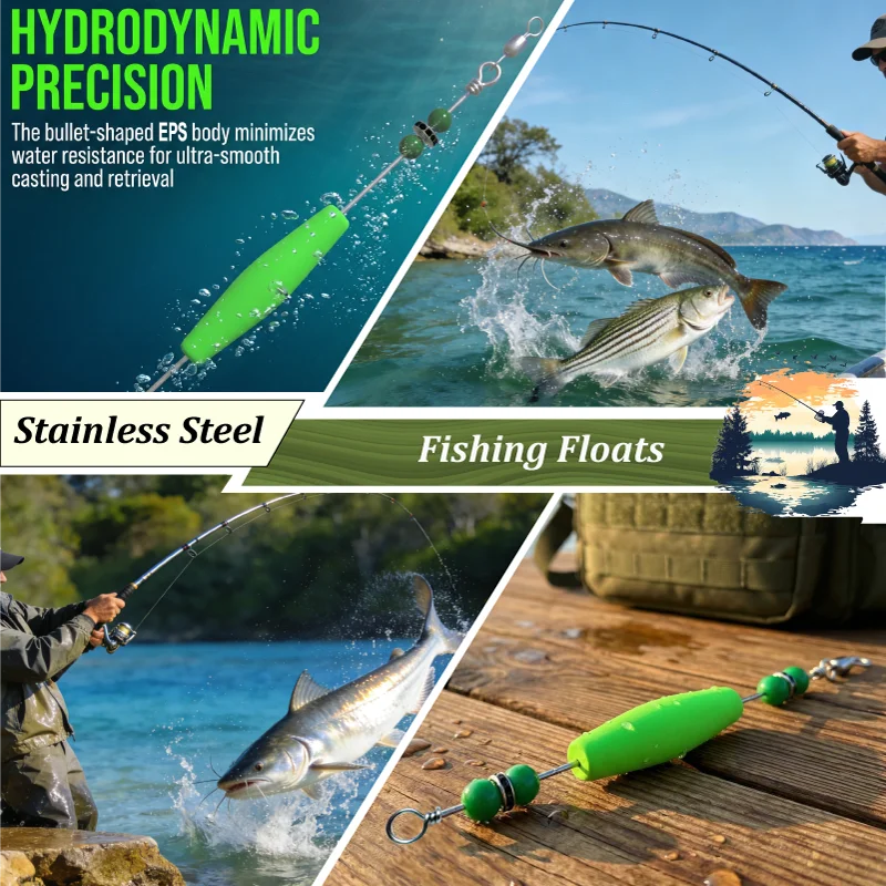 Flotadores de pesca inox con cuentas reflectantes y alta resistencia - imagen 4