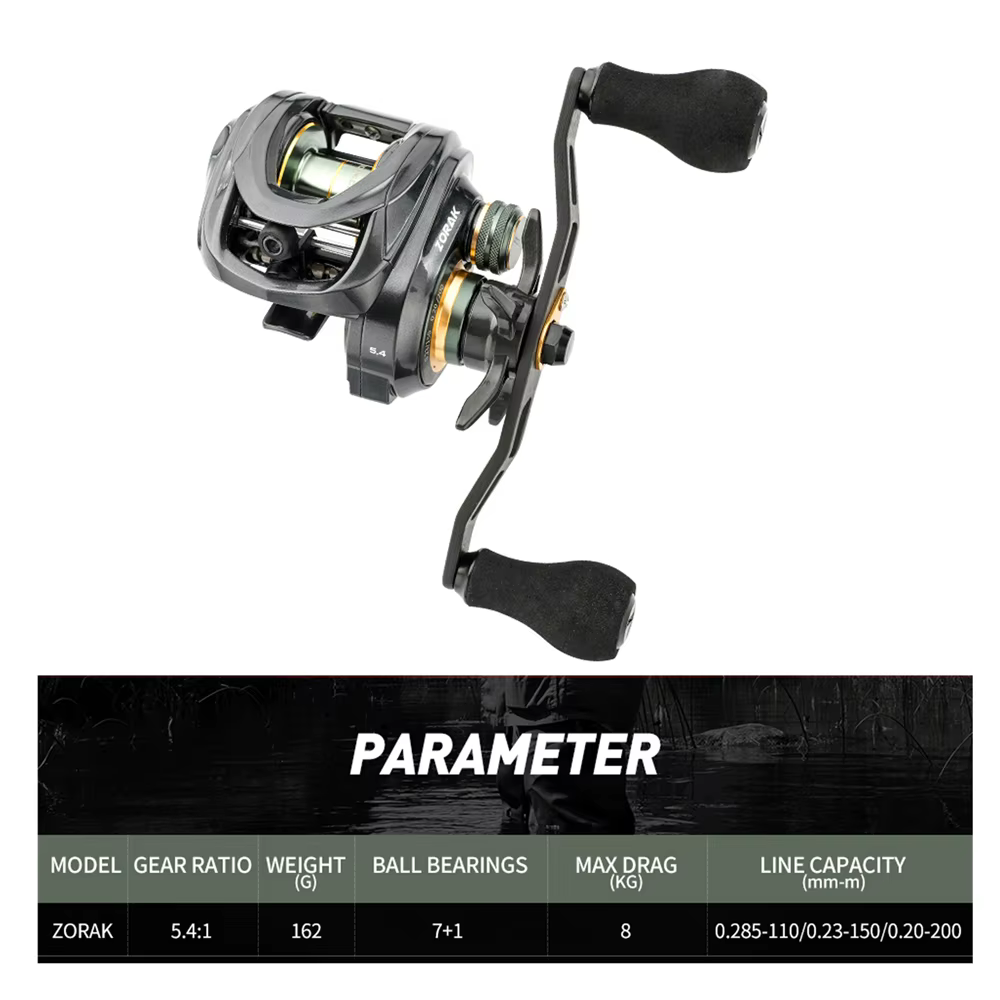 Carrete Baitcaster Johncoo 5.4 Relación 8KG Freno Máximo - imagen 3
