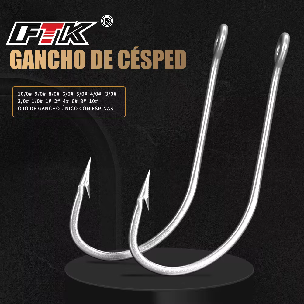FTK Anzuelos de carpa con púas – Acero inoxidable alto carbono