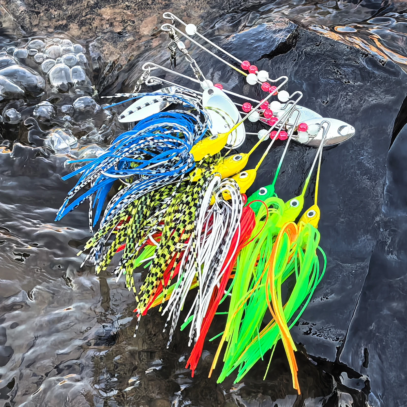 FREE FISHER Spinnerbait de lubina Buzzbait con faldas de goma - imagen 4
