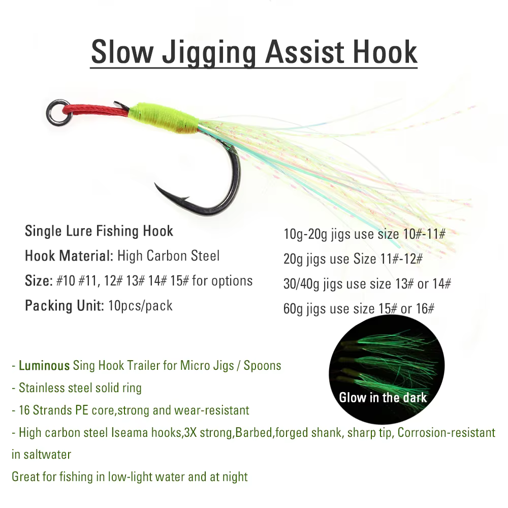 Anzuelo Asistencia Wifreo Luminiscente – Acero carbono jigging lento
