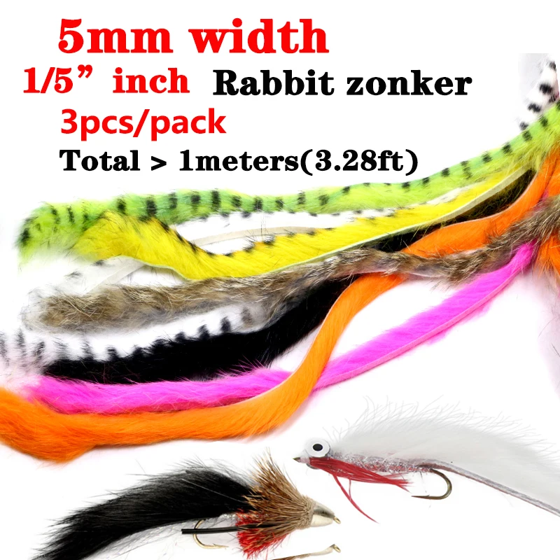 Tiras de Pelo de Conejo Zonker para atado de moscas – ancho medio - imagen 2