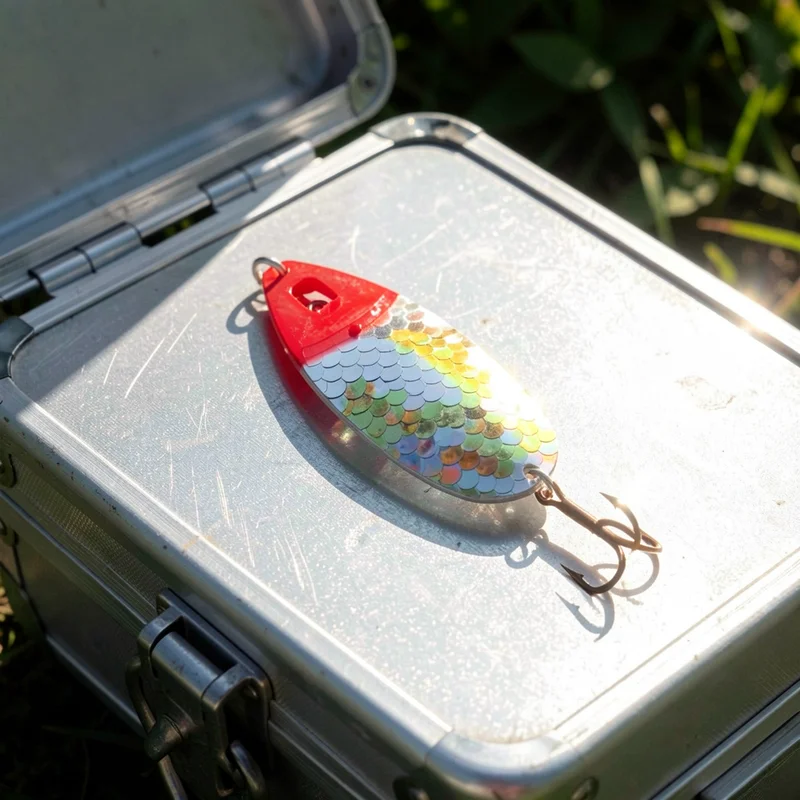 Señuelo de pesca Cuchara roja con escamas y cebo duro - imagen 4