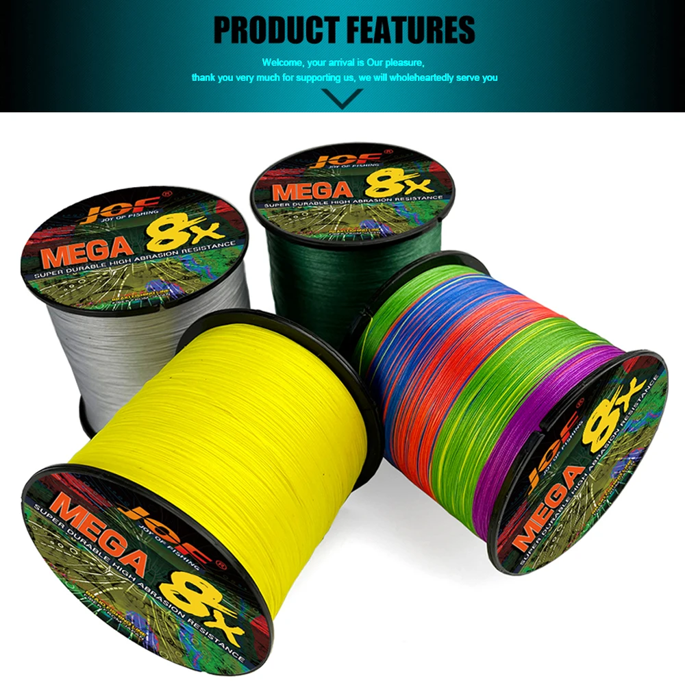 Línea de pesca trenzada JOF X8 en color verde