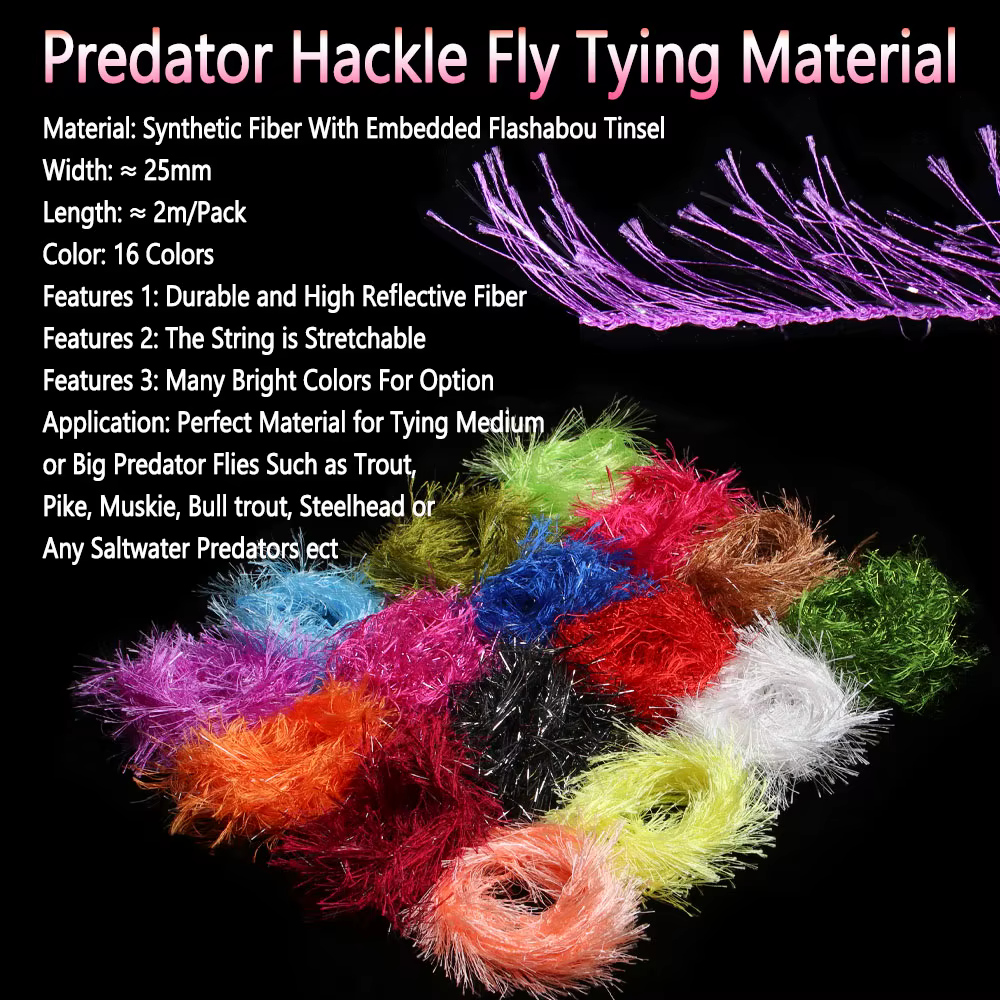 Bimoo Hackle con oropel Flash – Material atado de moscas depredador - imagen 2