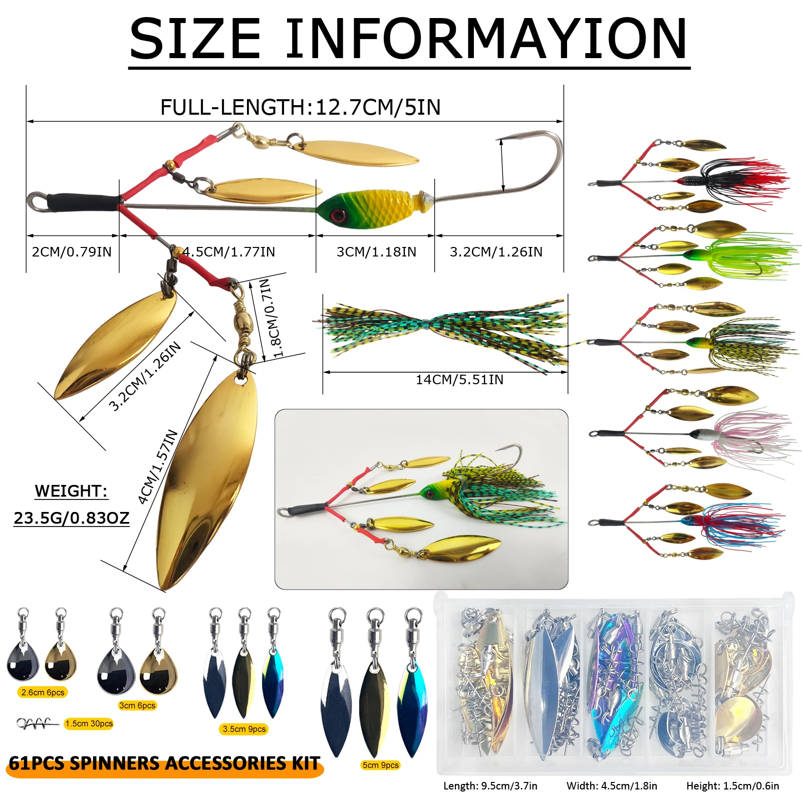 FREE FISHER Señuelos giratorios spinnerbait con cuchilla Spin Willow - imagen 5