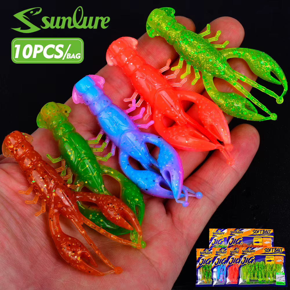 Señuelo Sunlure camarón de silicona 8 cm – Vinilo biomimético para lubina - imagen 5