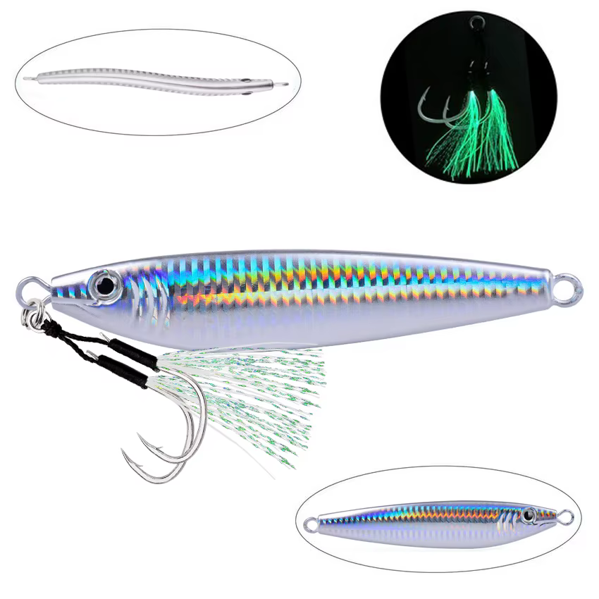 Jig metálico S hundimiento rápido — luminoso para jigging profundo - imagen 5