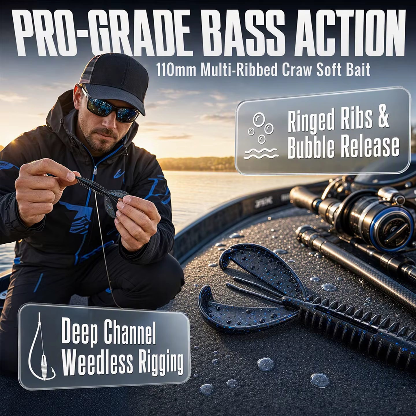 Crawler blando Chunk Craw ESFISHING 110mm hundimiento para bass - imagen 5