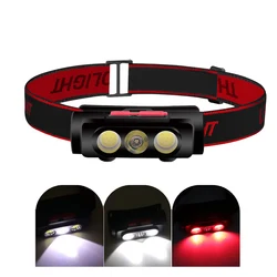 Minifaro portátil luz de cabeza para caza y pesca USB blanco rojo