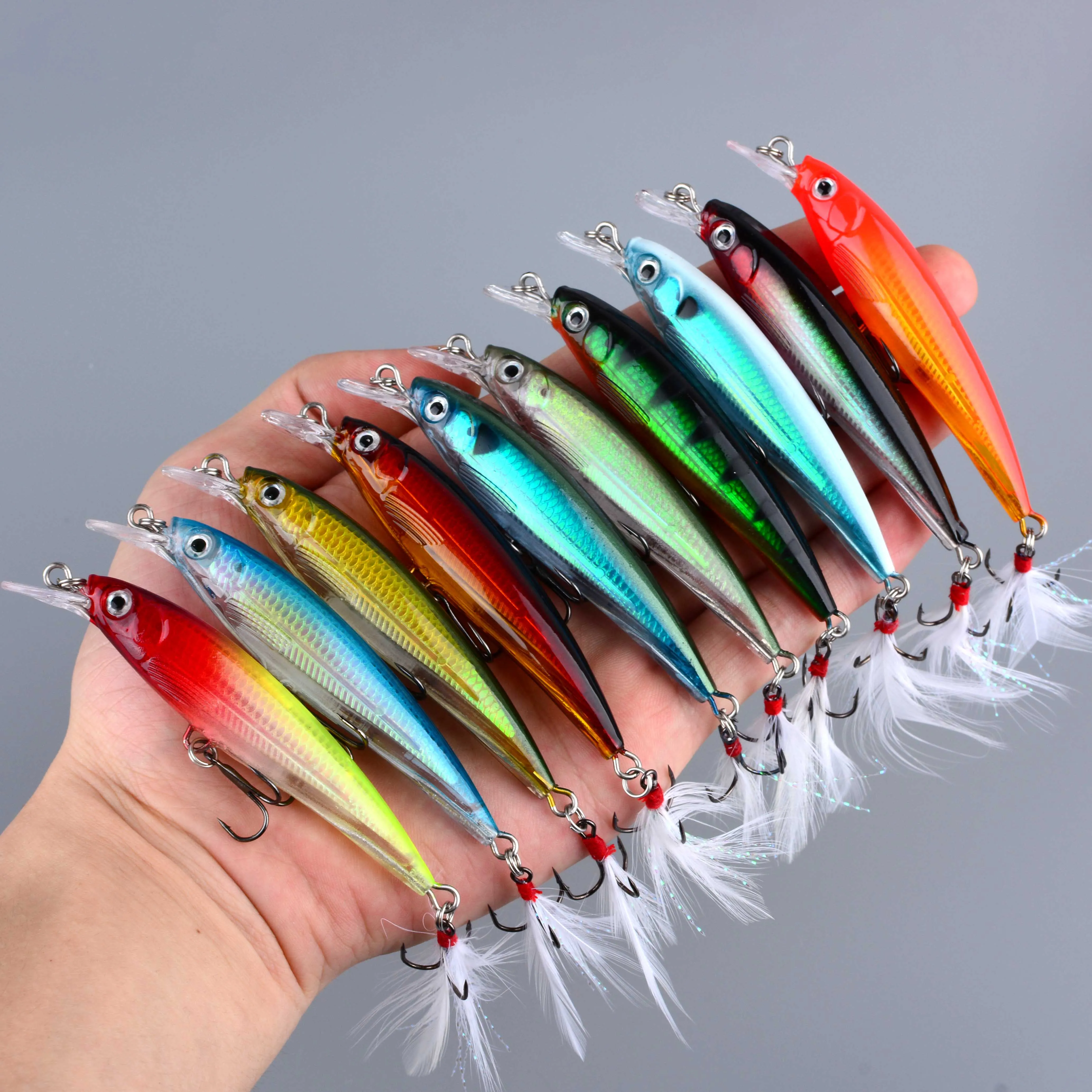 Señuelos Minnow Larser para lubina, cebo artificial con gancho plumas - imagen 5