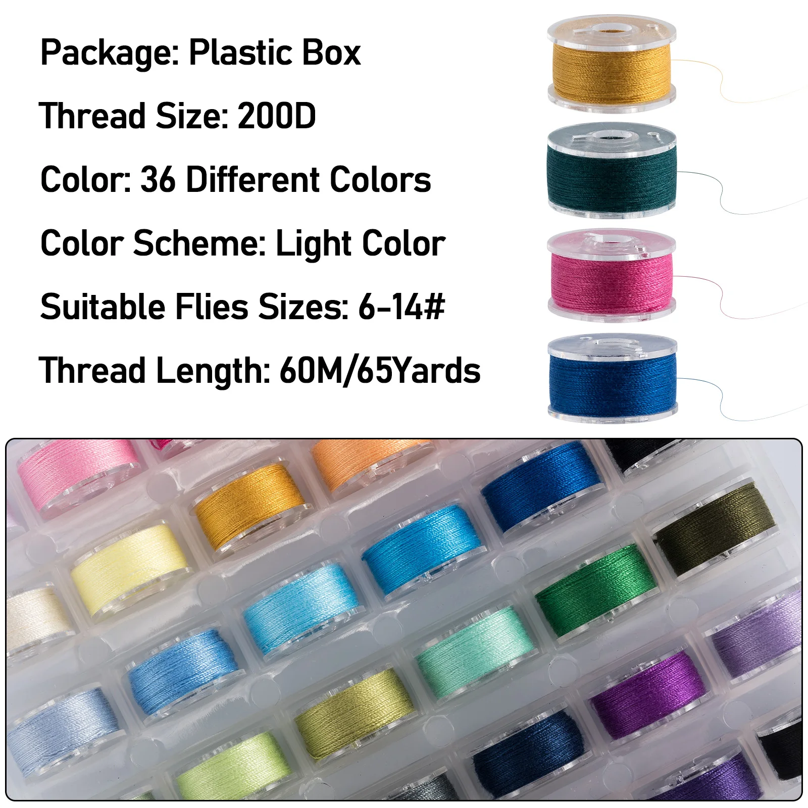 Colores del hilo para moscas