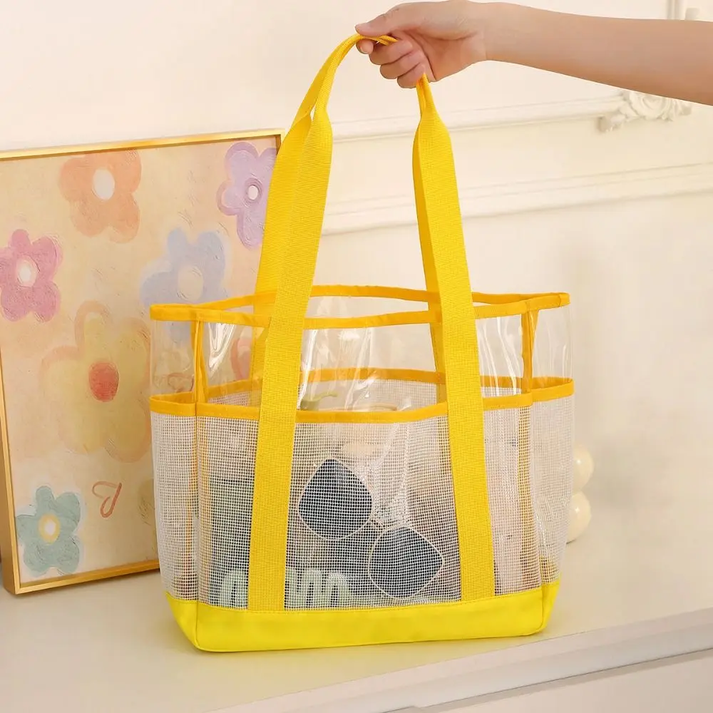 Bolso de playa transparente PVC con panel de malla y asas - imagen 5