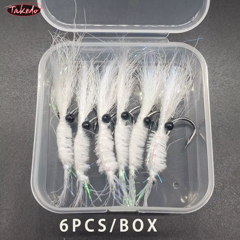TAKEDO Anzuelo Mosca Camarón – Señuelo artificial faneca costera - imagen 5