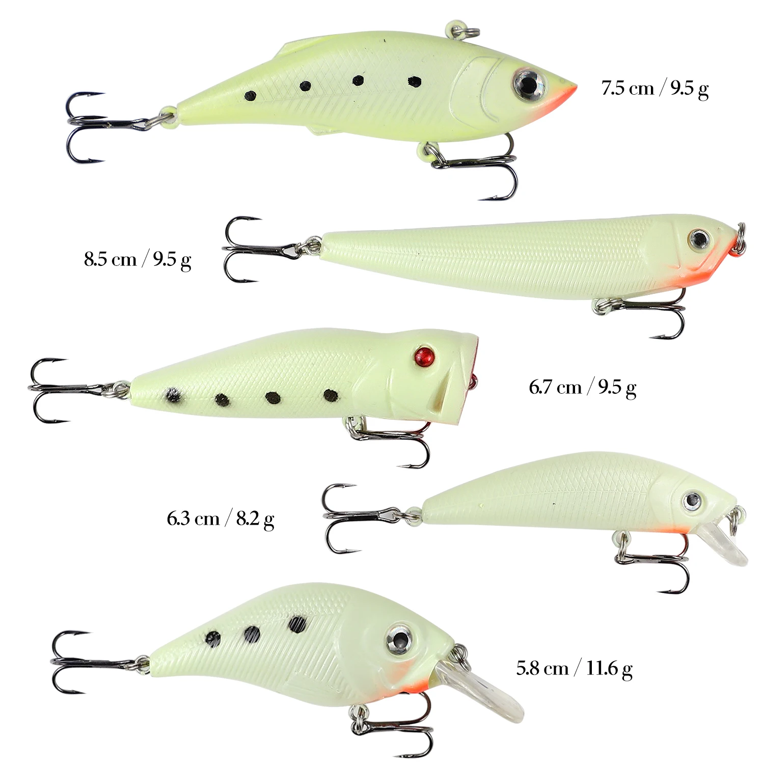 Señuelos VIB luminosos sin pintar Free Fisher – popper y crankbait - imagen 4