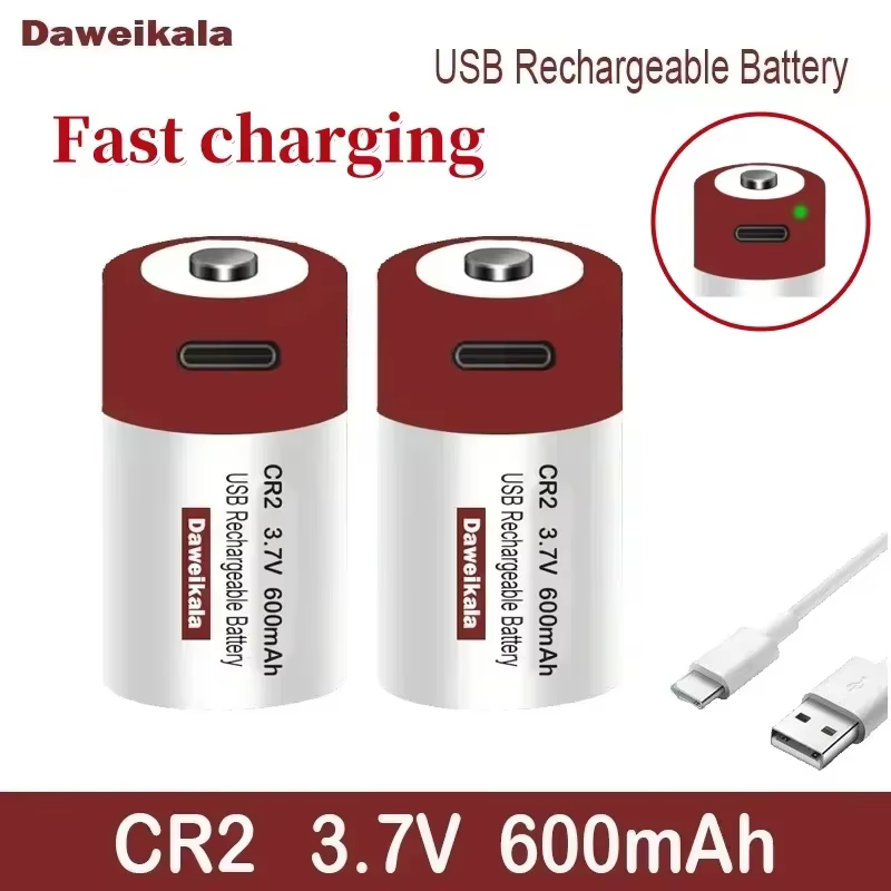 Batería CR2 Recargable USB 3.7V – Para Telémetro de Pesca - imagen 3