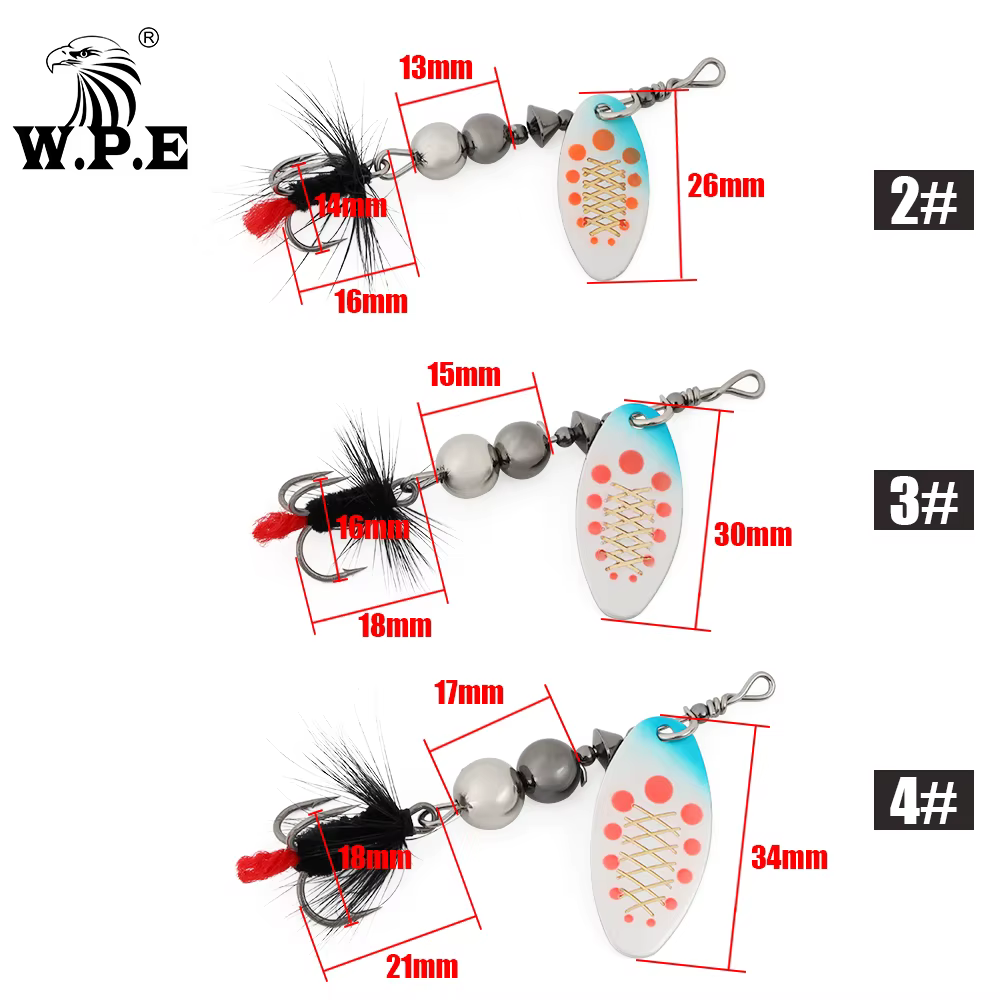 W.P.E Cuchara giratoria latón – Anzuelo triple cebo duro lubina 6- - imagen 2