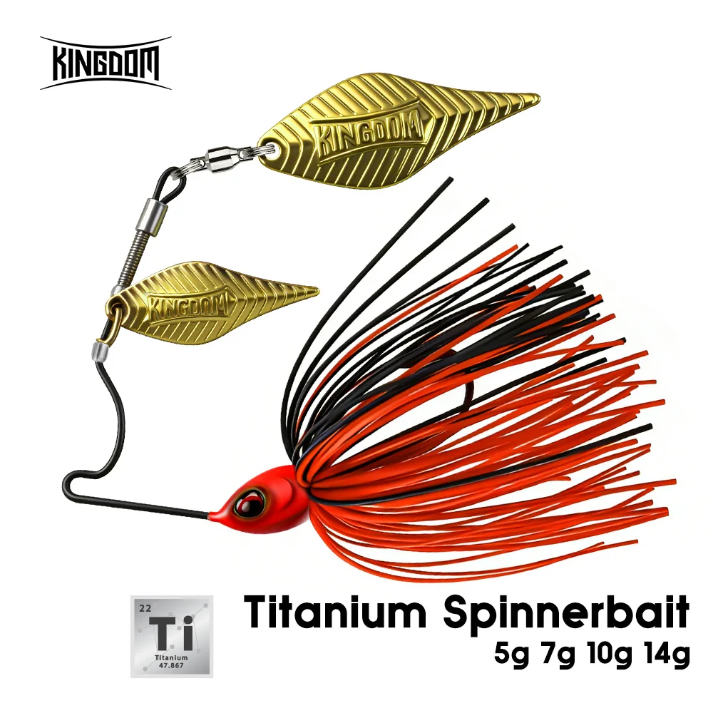 Señuelo giratorio Kingdom Titanium lubina doble hoja de aluminio