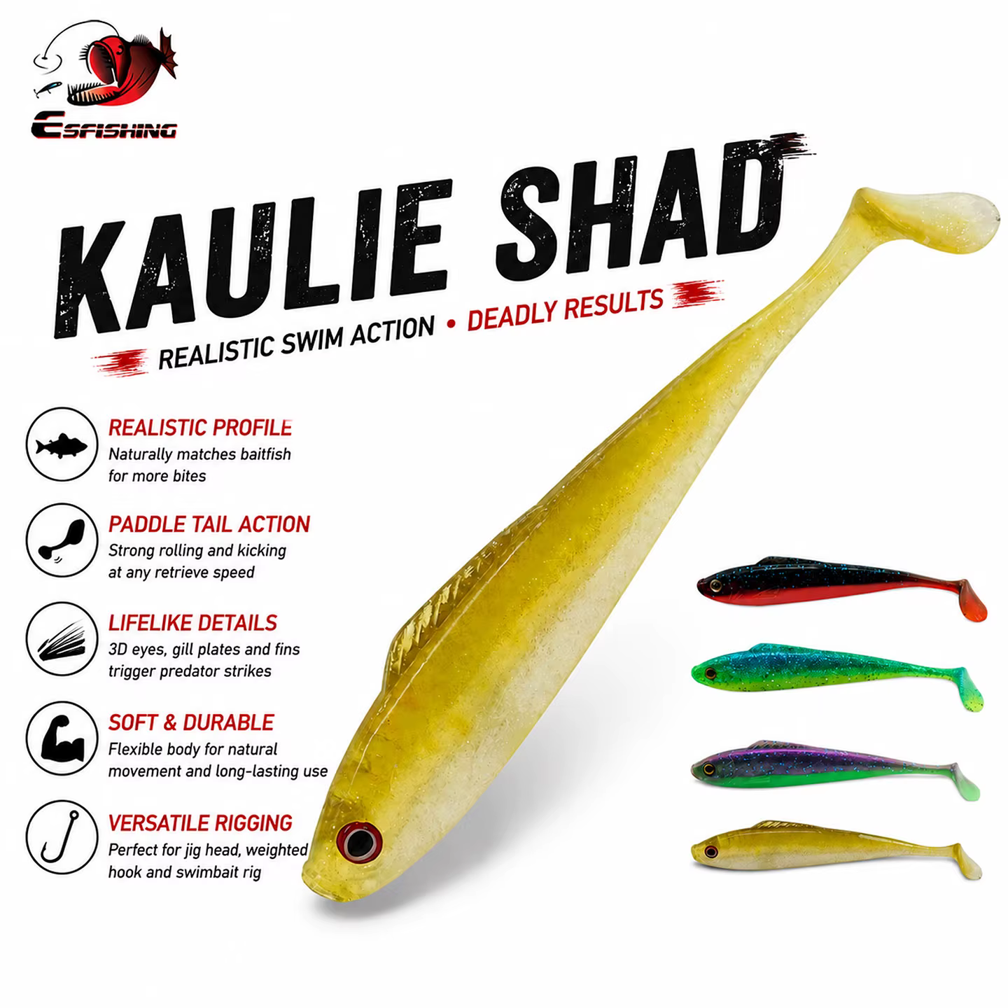 ESFISHING Kauli Swimbait 160mm – Señuelo para sábalo y lucio - imagen 4