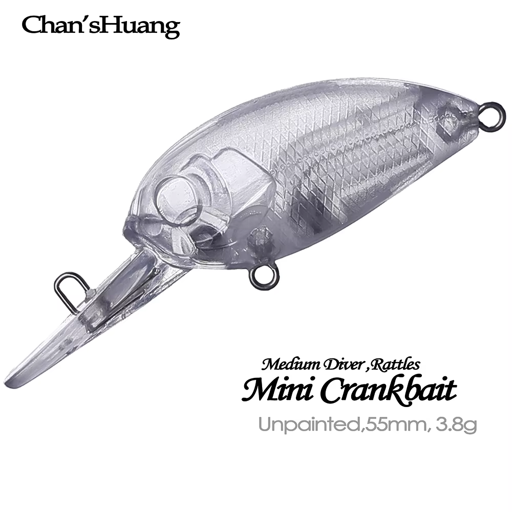 Chan'sHuang Mini Crankbait flotante - Cebo blanco sin pintar