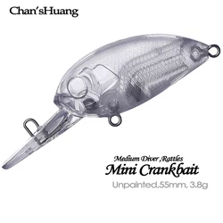 Chan'sHuang Mini Crankbait flotante - Cebo blanco sin pintar