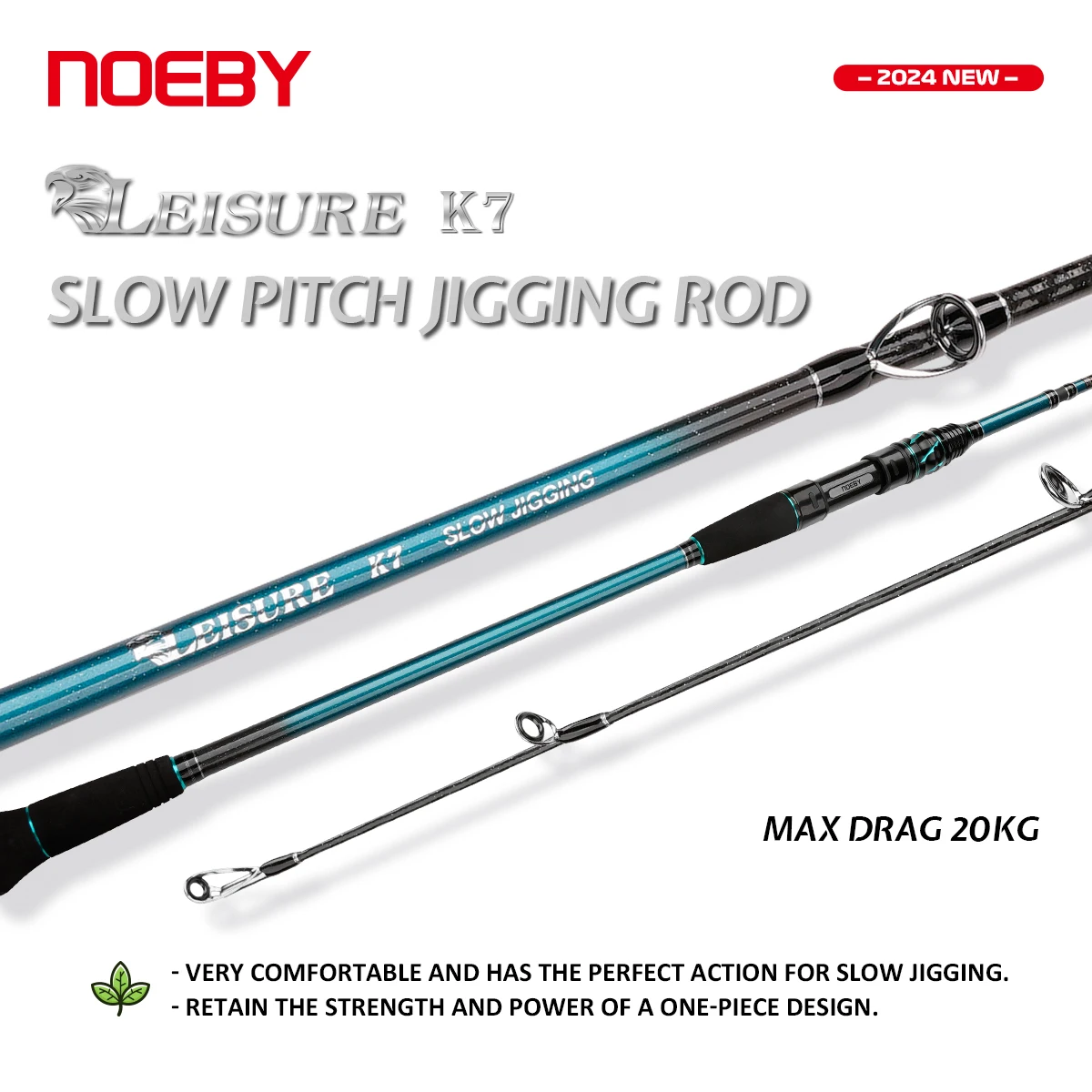 Noeby K7 Caña Jigging Slow Pitch Extensible 1,83-1,96m 30-350g - imagen 2