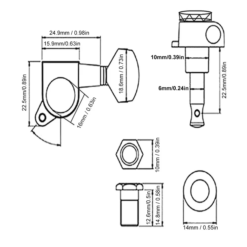 Clavijas cromadas para guitarra eléctrica – Ángulo de 45° - imagen 5