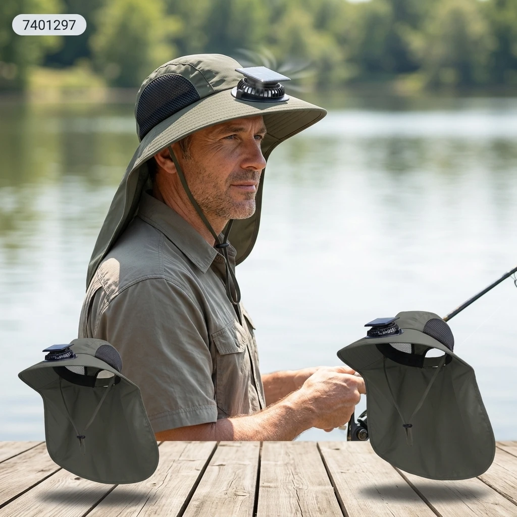 Gorra de pesca solar con ventilador y protección UV para verano - imagen 3