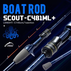 SOLOKING SCOUT48 Caña de pulpo para barco 1,45 m 9:1 punta titanio